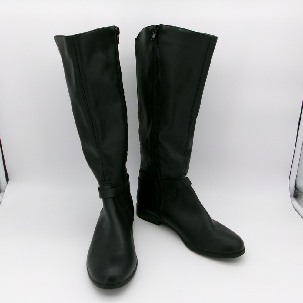 BCBGeneration Kendall Black Tall Riding Boots Faux Leather Round Toe 8B 34BC1343